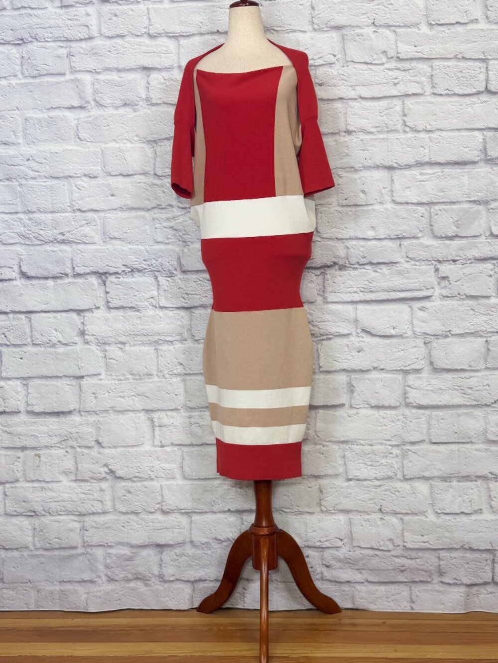 Ohne Titel Striped Knit Bodycon Drop Shoulder Dress